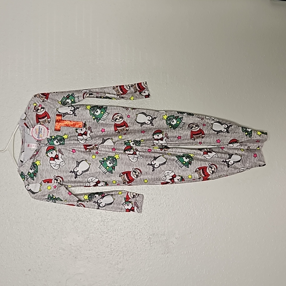 NWT justice sleepover shop one-piece Christmas sparkle T monogramed pajama 6